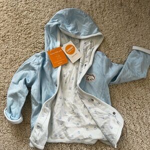 New Gymboree baby jacket hoodie reversible sweater bear paw print blue 12-18